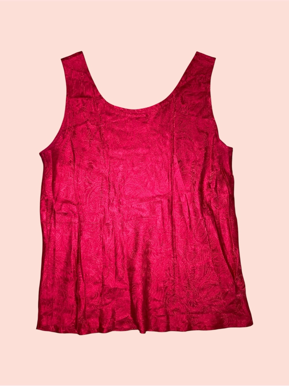 Red Silk Jacquard Print Top
